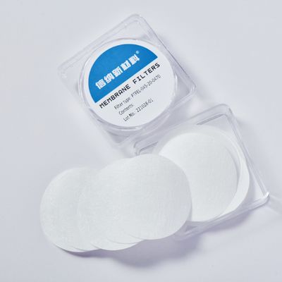 جودة  Hydrophobic Polytetrafluoroethylene PTFE Membrane Disc Filter 0.45µm 25mm Dia مصنع